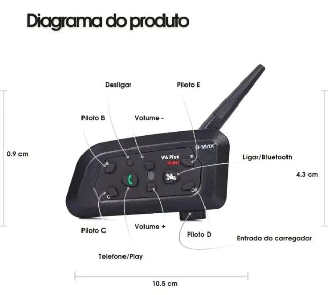 KIT 2 Intercomuncadores para capacete V6 + ? + Smartwatch de  BRINDE - Foto 5