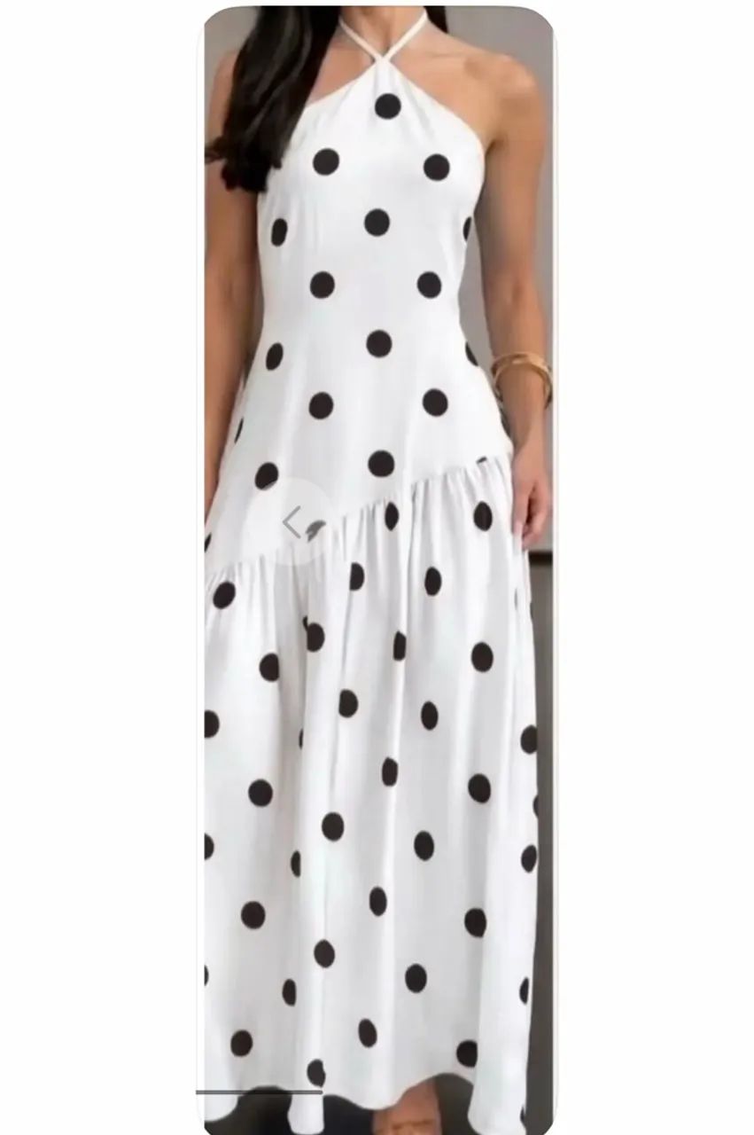 Vestido Longo Com Bolinhas 