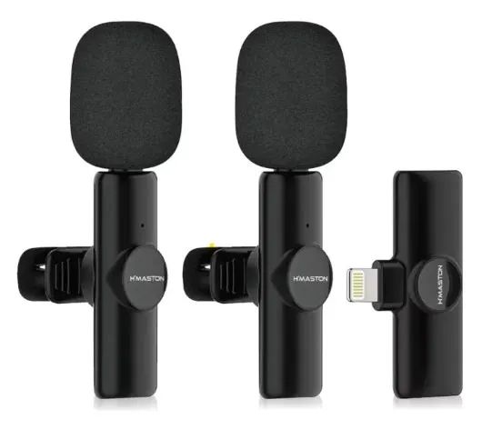 Microfone de Lapela H'maston MK09 sem fio para  Iphone Conector Lightning Original
