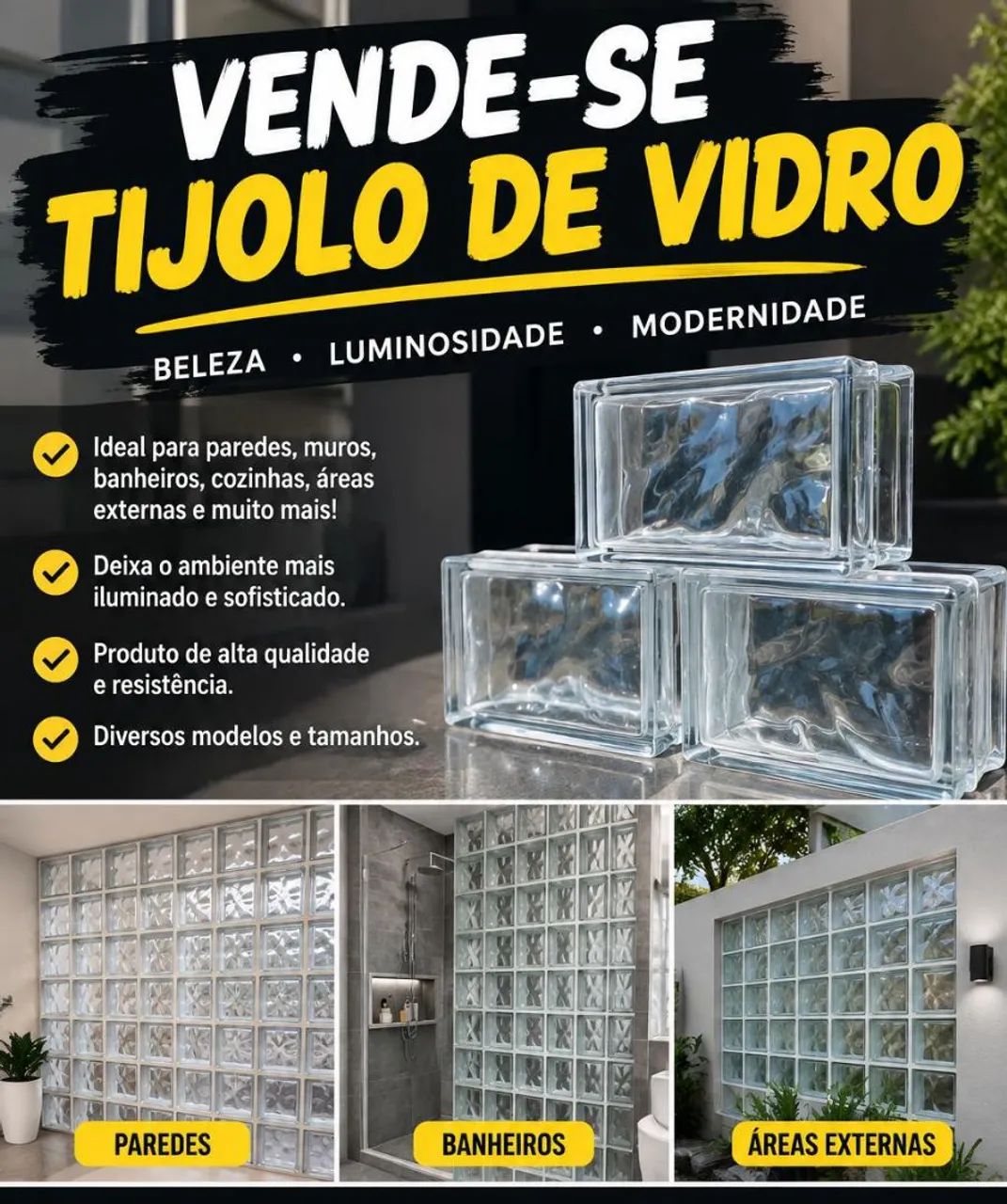 Vende-se tijolo de vidro 