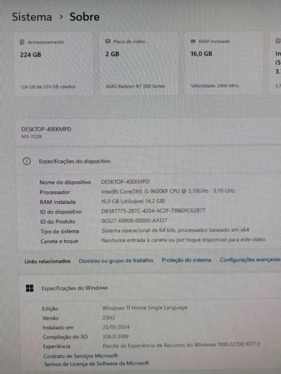 DESKTOP INTEL CORE I5-9600 KF - Foto 2
