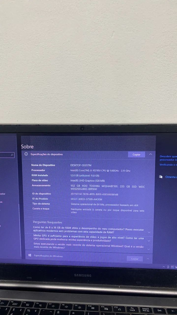 Notebook Samsung 