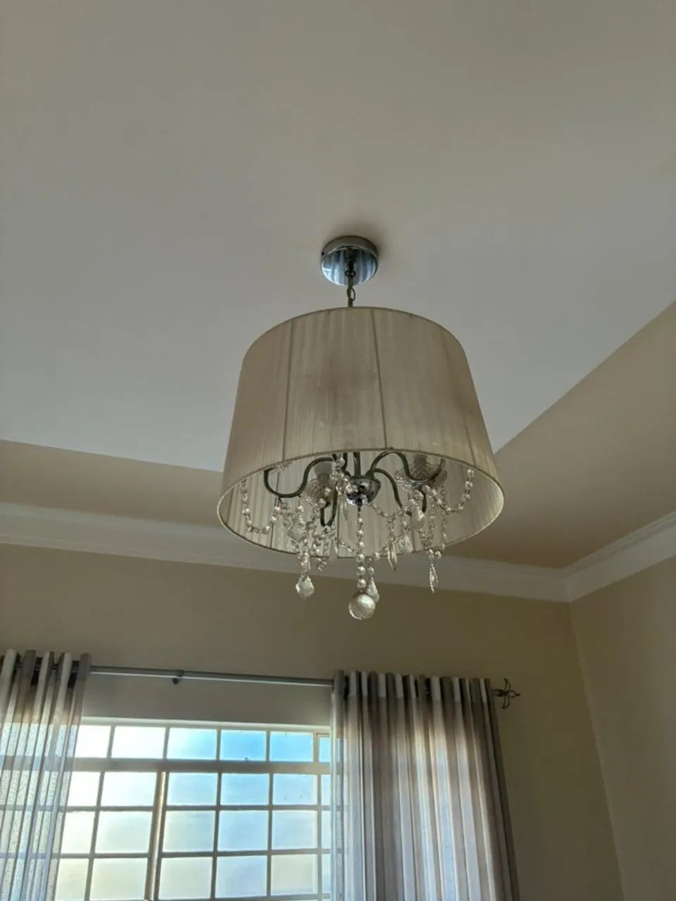 Lustre Cúpula Branca Cristal - Foto 5