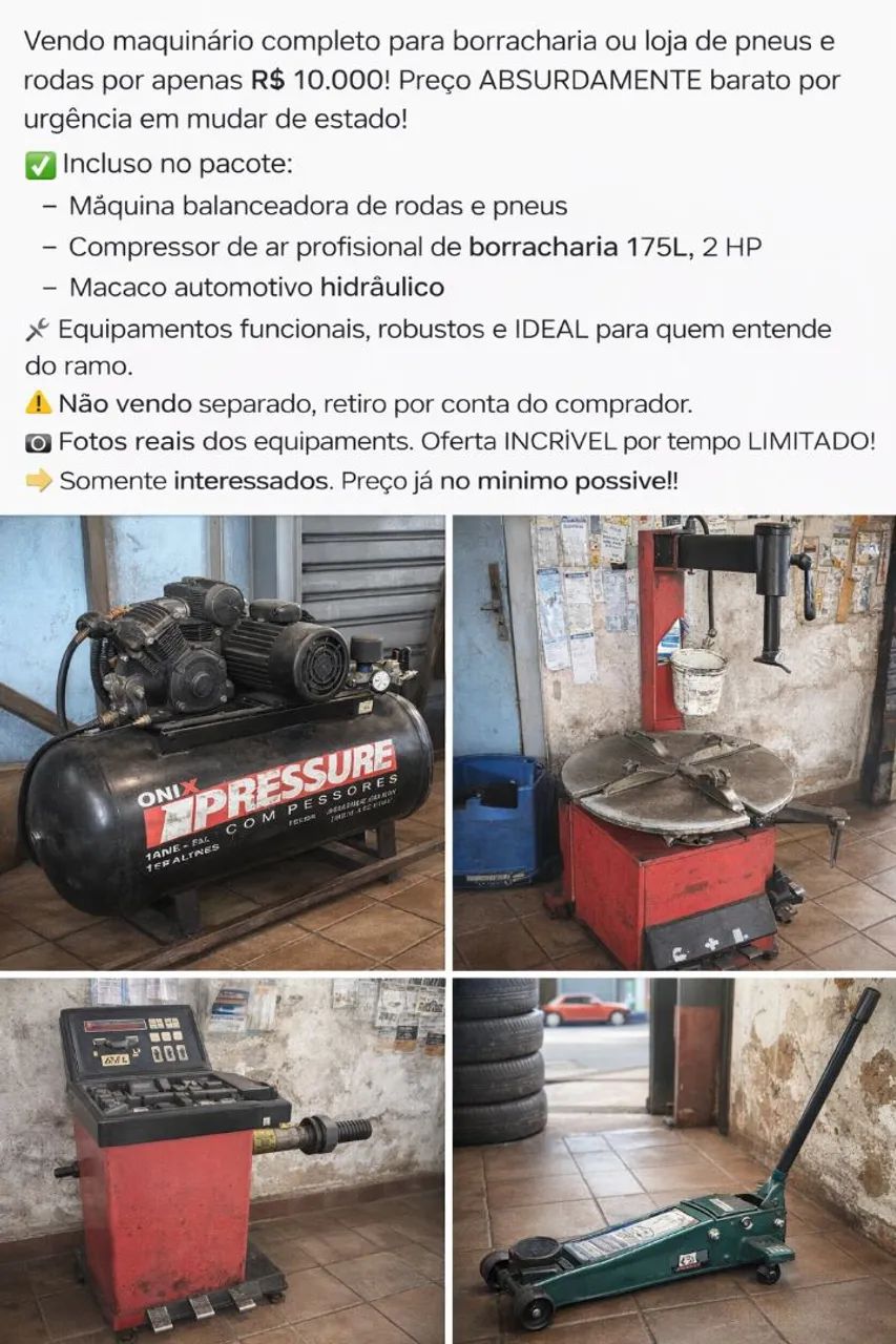 Maquinário Completo para Borracharia em Goiânia - R$ 10.000 - Urgente - Foto 5