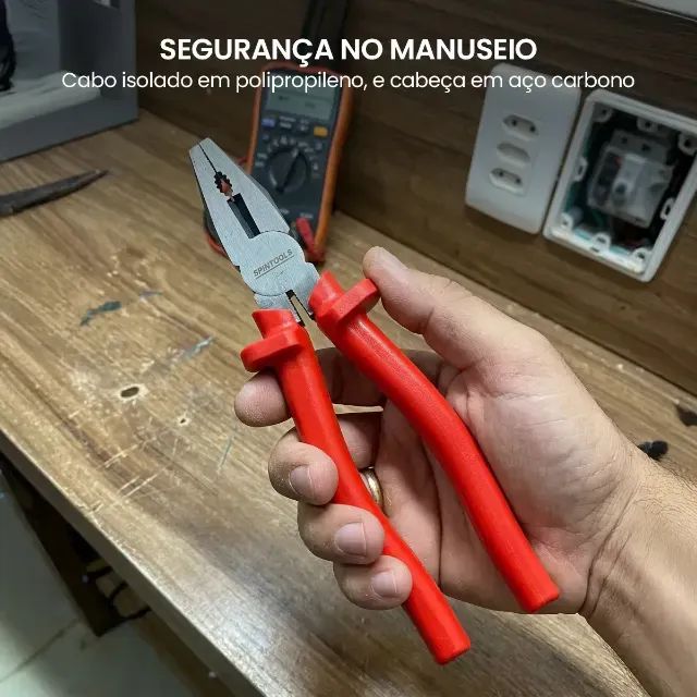 Alicate Universal 1000v Cabo Pp Aço Carbono 8 Polegadas
