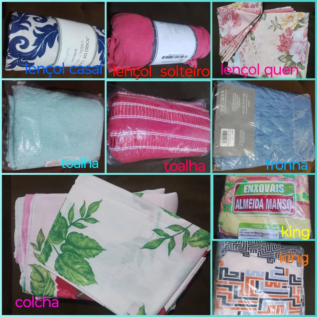 Lençóis, toalhas, cobertores e outros 