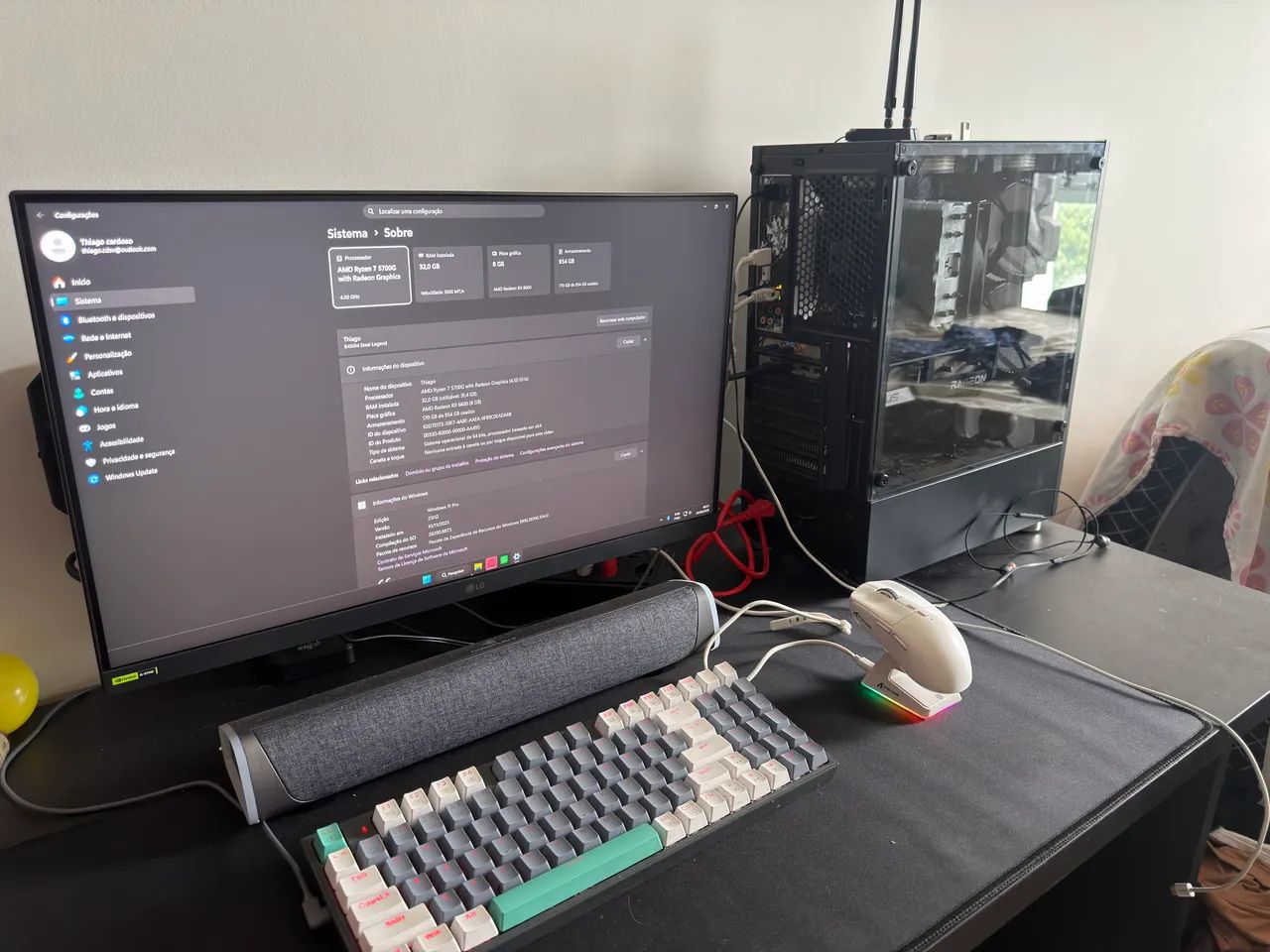 PC Ryzen 7 + RX 6600 muito bem montado  - Foto 4