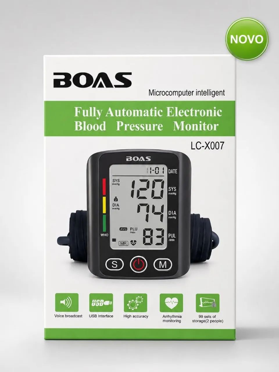 Medidor Digital de Pressão Arterial Automático de Braço com Display LCD BOAS LC-X007 - Foto 2