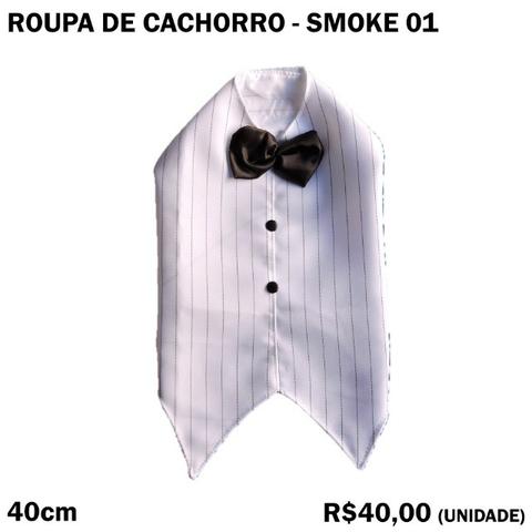 Roupa de Cachorro Smoke Branco com Gravata Preta