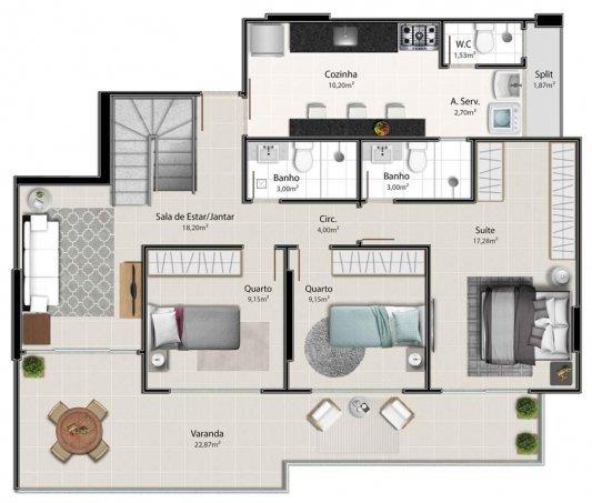 DUPLEX DE ALTO PADRÃO - Cobertura em Lançamentos no bairro Itapuã - Vila Velha, ... - Foto 3