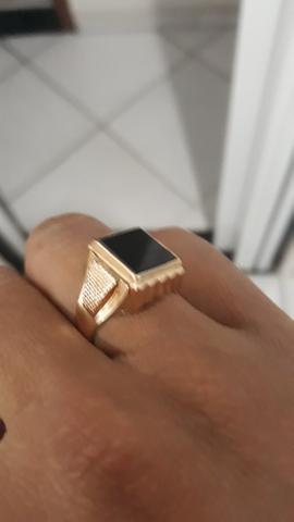 Anel de ouro 750 18k com pedra onix - Foto 2