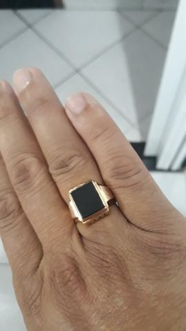 Anel de ouro 750 18k com pedra onix