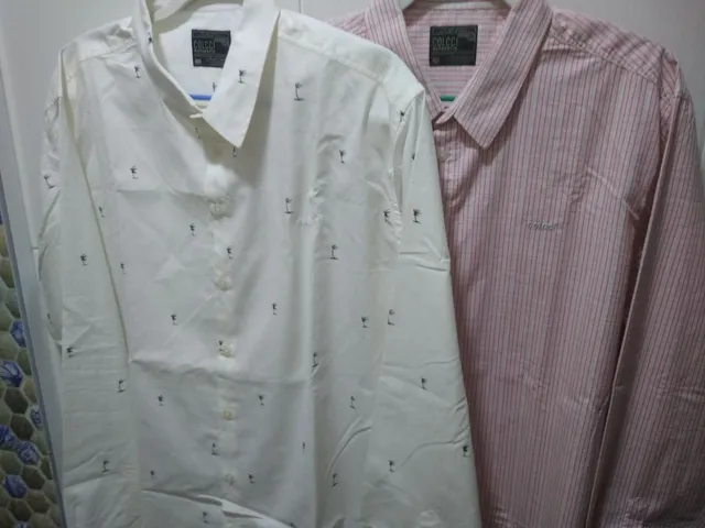 2 Camisas Manga Longa GG Slim Colcci Coqueiros/ Xadrez
