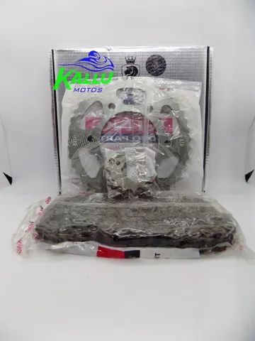 Kit relação intruder 250 completa aço 1045 kallu motos