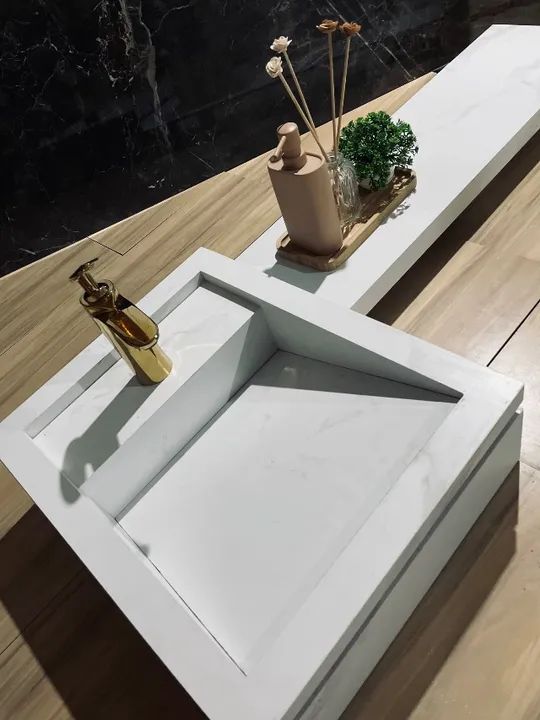 Pia de banheiro em porcelanato 