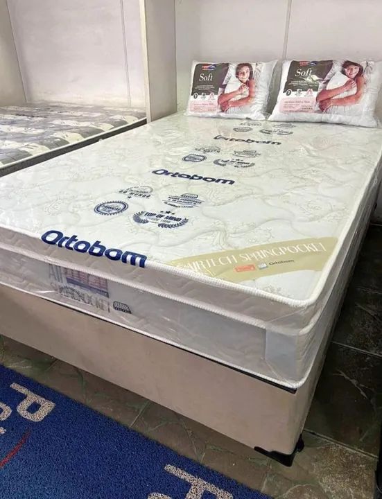 cama box casal com colchao em molas ensacadas 
