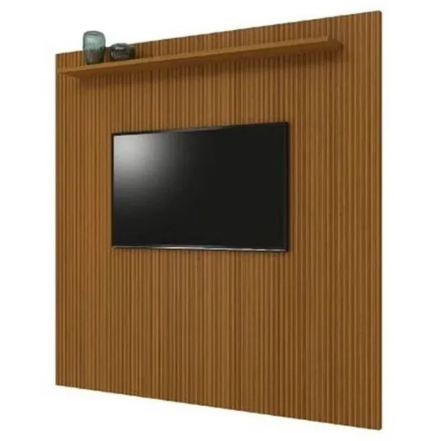 Painel Egeo sem Nicho 225cm para TV até 75 Polegadas Ripado em Impressão 3D Cedro