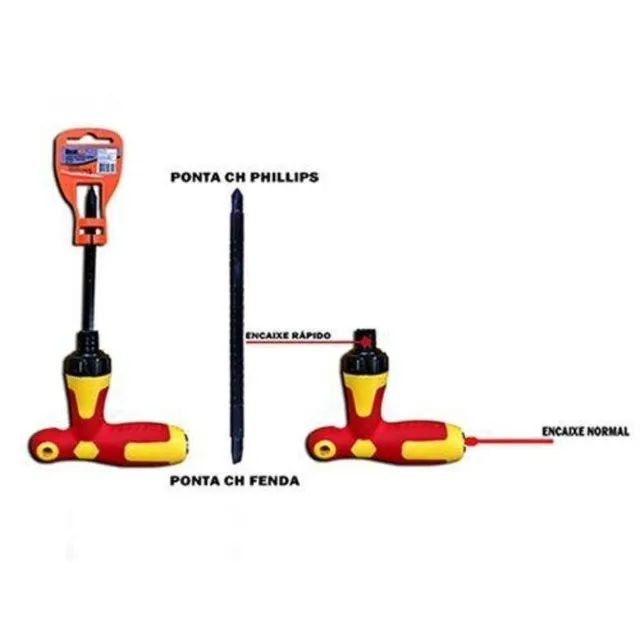 Chave T De Ponta Dupla Fenda Philips Preta Pro Bfh1468