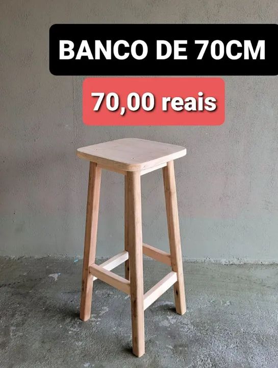 Bancos de 70cm todo em madeira 
