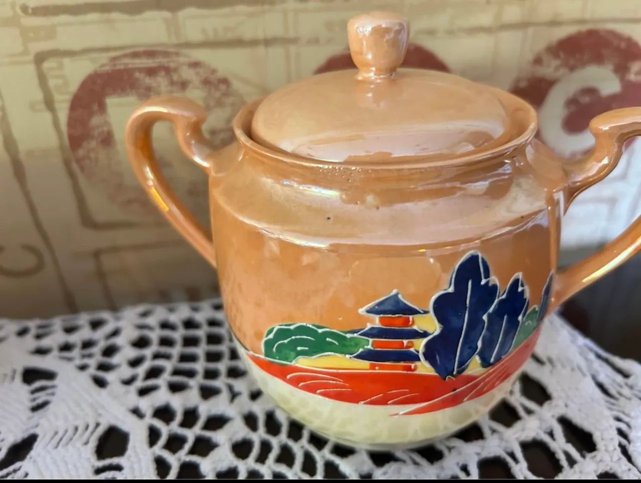 Jogo de chá japonês, casca de ovo, lindamente decorado. Possui 8 peças.  - Foto 2