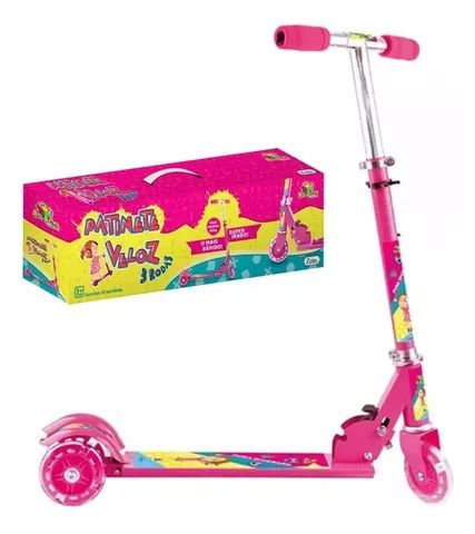 Patinete Menina Girl Rodinhas Veloz Luzes Ajuste Altura Rosa