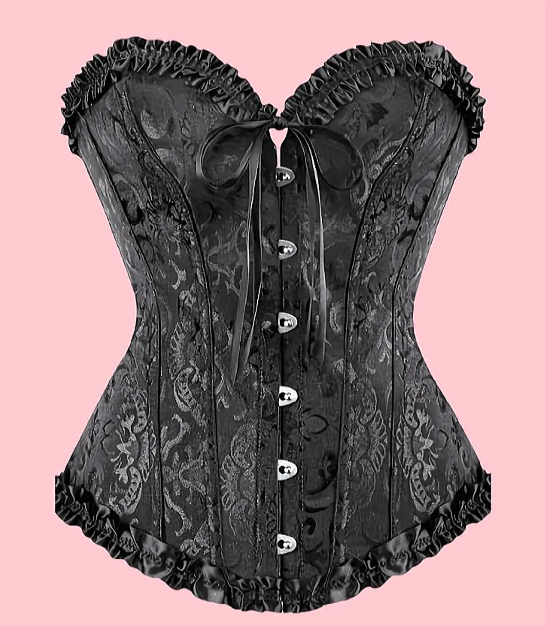 Corset Preto com Detalhes em Renda