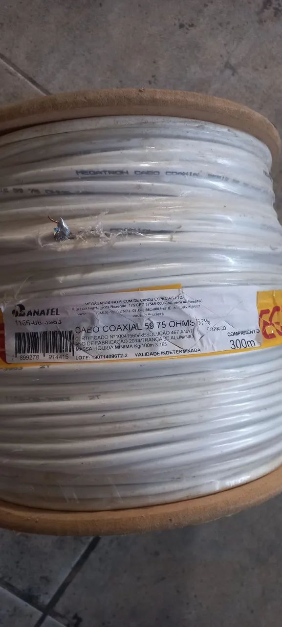 Cabo coaxial 59 75 ohms 300m