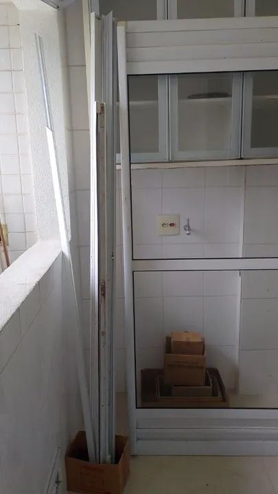 porta de vidro e aluminio branco 2 folhas 2,00 x 2,10