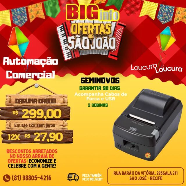 Impressora Termica de Cupom Não Fiscal Daruma DR 800