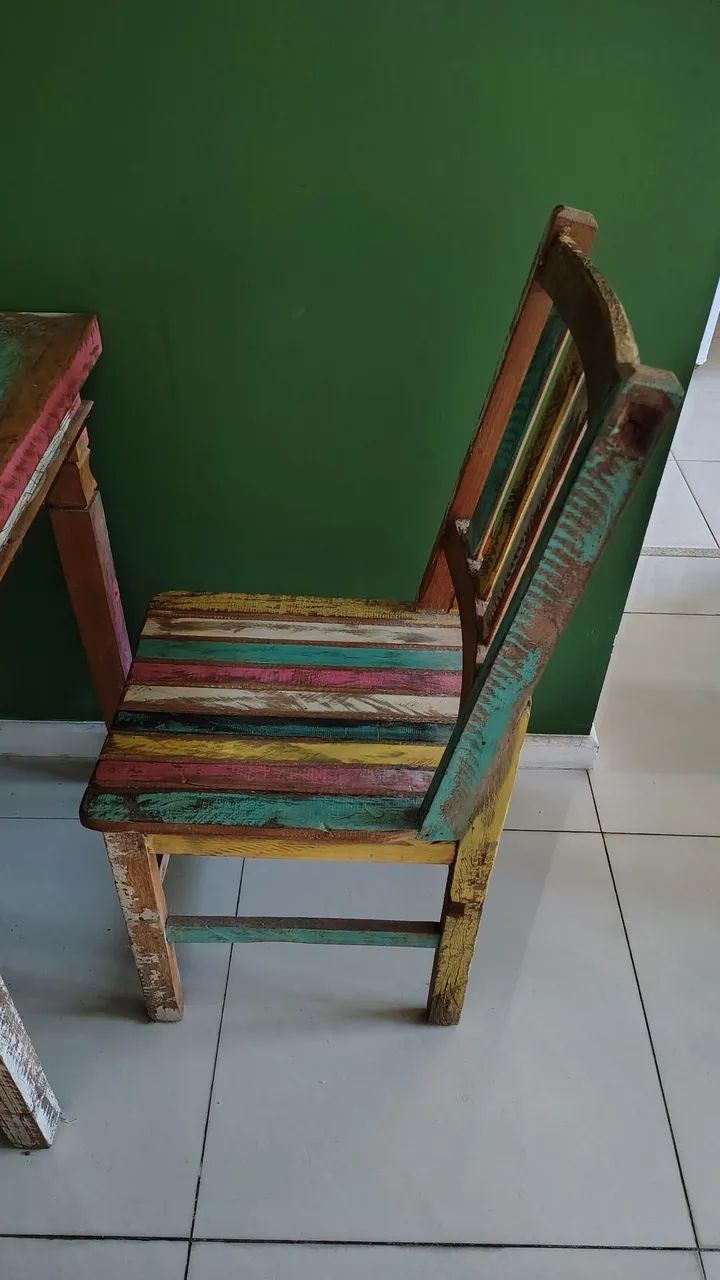 Oferta relâmpago! Mesa rústica com 2 cadeiras  - Foto 4