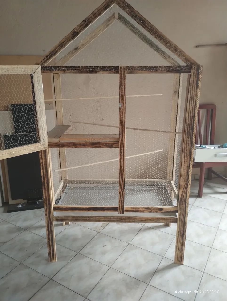 Gaiola de Madeira Artesanal para Pássaros - Foto 2