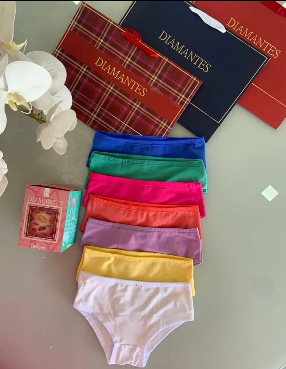 Conjunto de 7 calcinhas infantil da diamantes