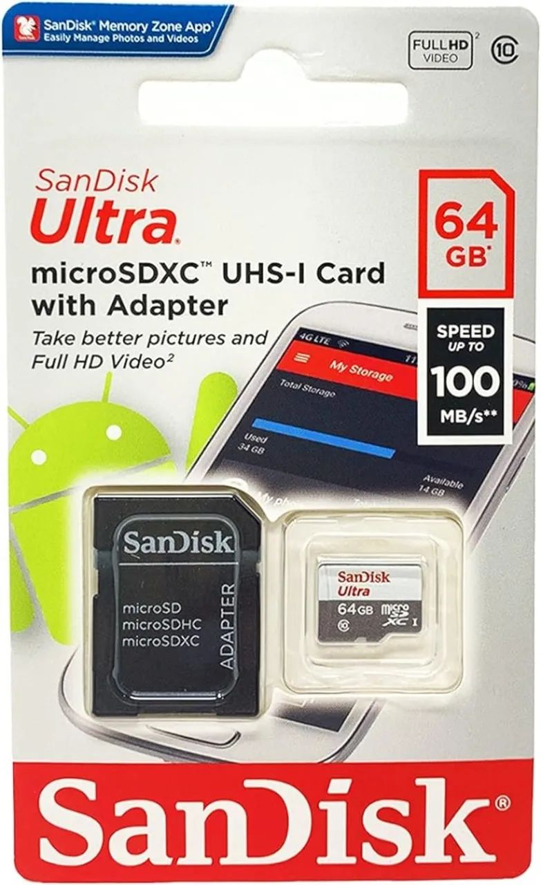 Cartão profissional Ultra SanDisk 64 GB MicroSDXC com formato personalizado de a