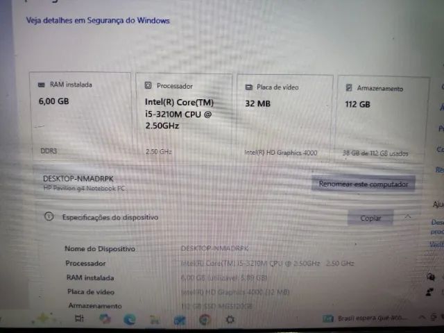 Notebook Hp Pavilion G4 intel Core i5 3210m Memoria 6Gb Ssd 120Gb Windows 10 - Foto 4