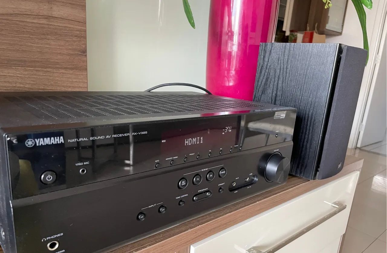 Receiver Yamaha RX-V385 controle remoto original - Foto 4