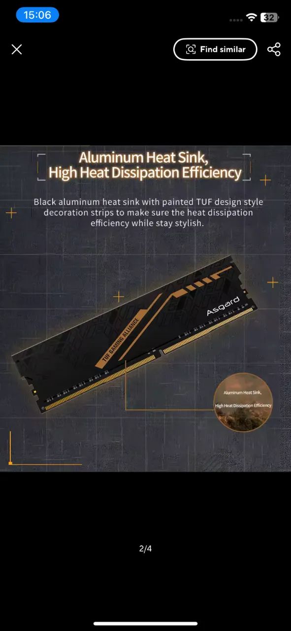 ASGARD TUF GAMING 16x1 DDR4 RAM MEMORY64330132950787121