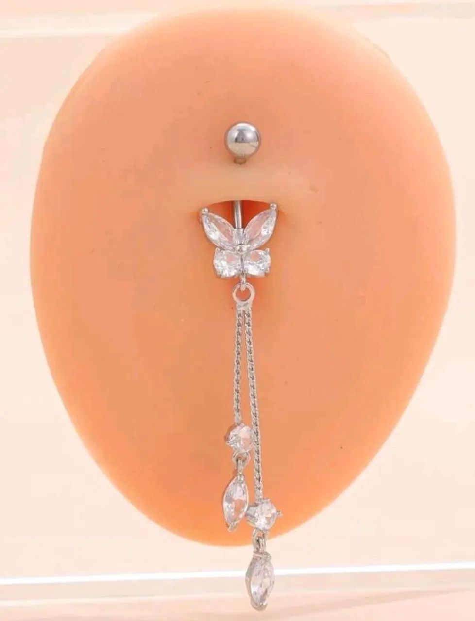 Piercing de umbigo com Pingente Borboleta de Cristal - Foto 2
