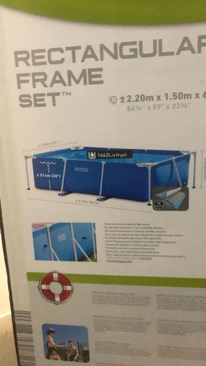 Piscina retangular Intex 1662 Litros - Foto 5