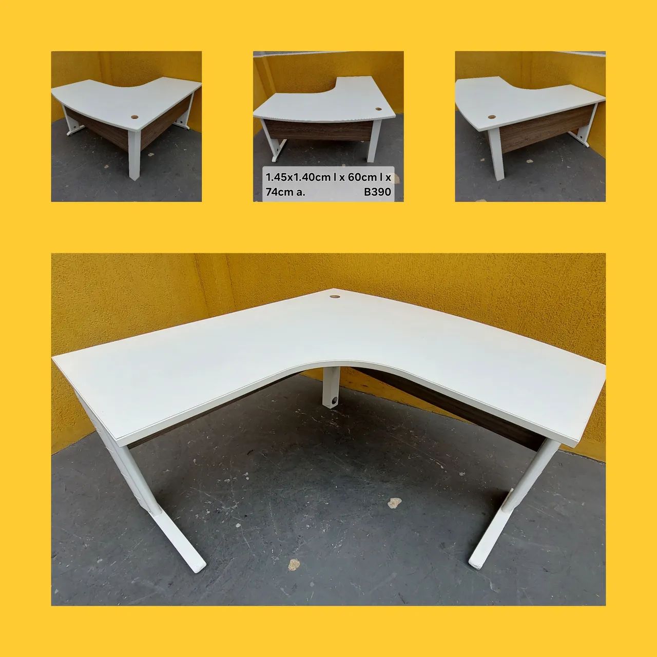 Mesa escritorio em L curvada