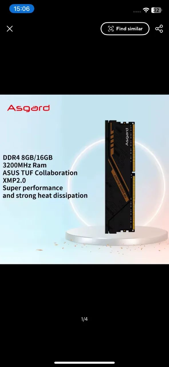 ASGARD TUF GAMING 16x1 DDR4 RAM MEMORY64330132950787120