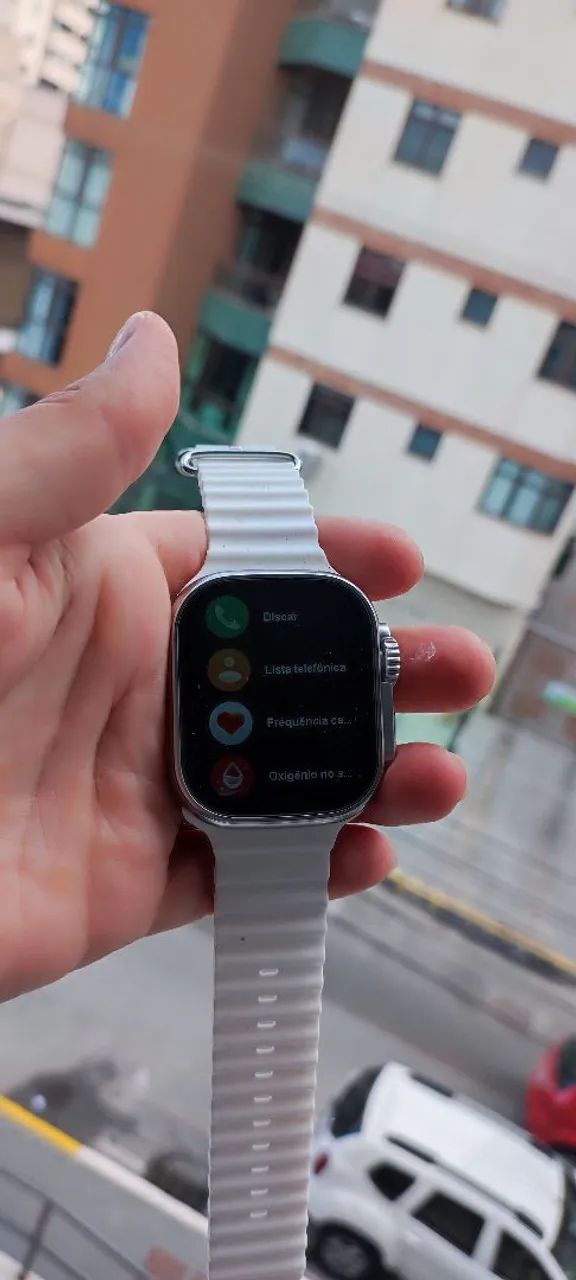 Smartwatch ultra t10 branco pulseira extra preta lisa  - Foto 2