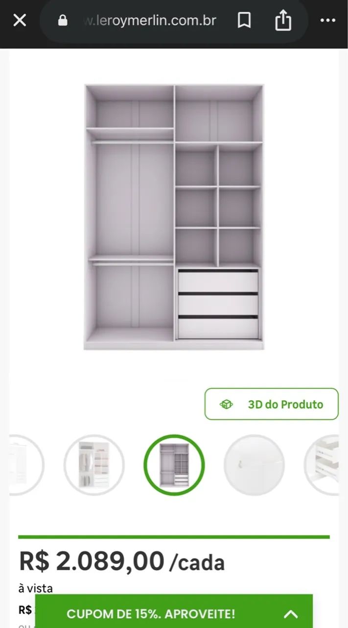 Guarda-Roupas Branco de 4 Portas - Foto 5