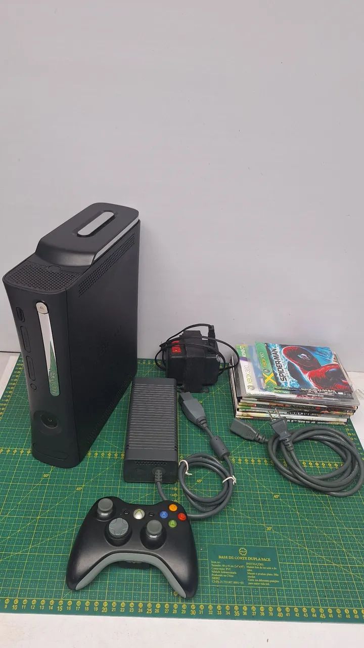 Xbox 360 fat elite + HD 120 gb completo 