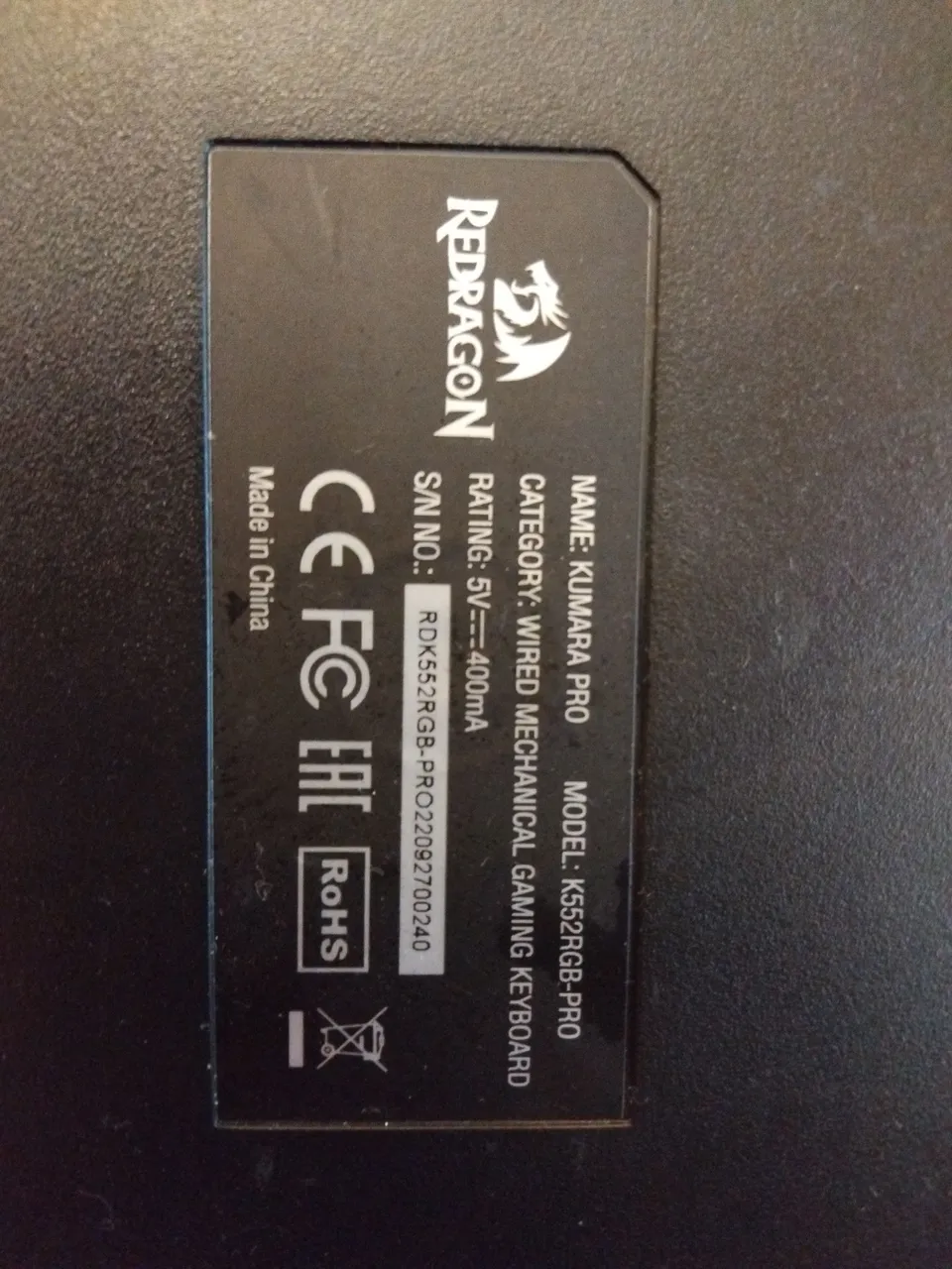 Teclado Gamer Mecânico Redragon Kumara Pro K552RGB