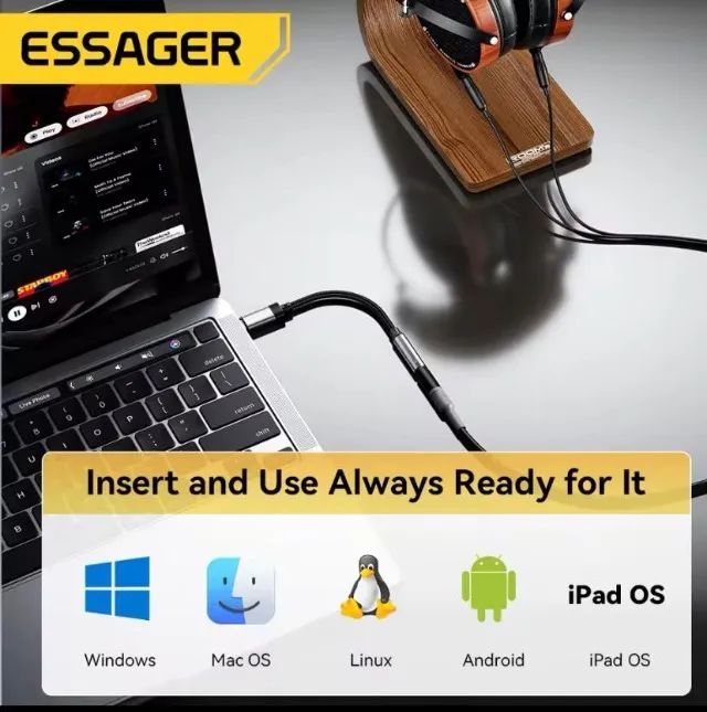 Cabo Adaptador P2 Fone Essager Audio para iphone ou para Android - Foto 5