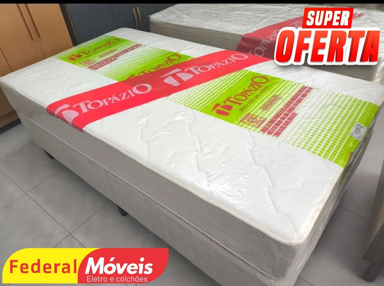 Cama Box Solterão 1,08m Base + Colchão Nova - Entregamos