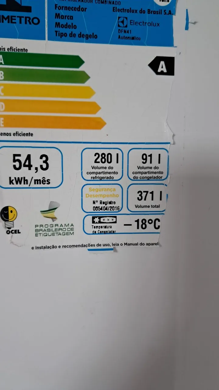 Geladeira Electrolux DFN41 - Eficiência A