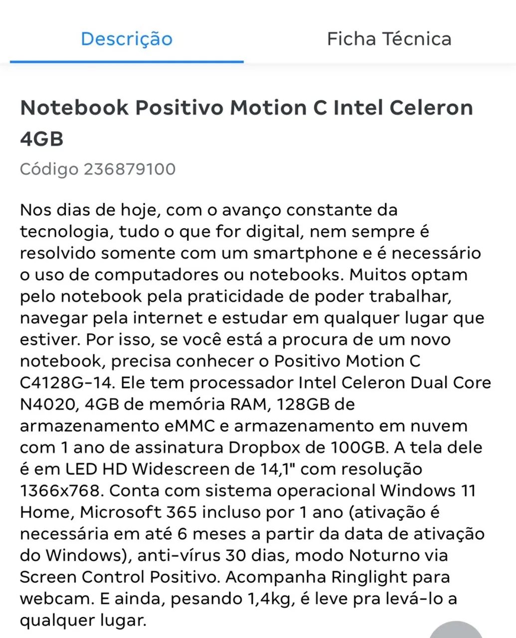 Notebook Positivo Motion C Intel Celeron 4GB - 128GB eMMC 14,1? Windows 11 C4128G-14 - Foto 5