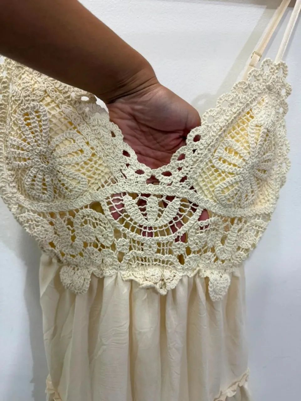 Vestido de renda estilo praiano offwhite - Foto 3