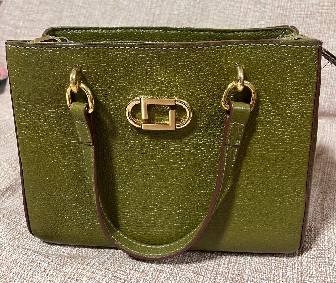 Bolsa Luz da Lua em Couro Legítimo Verde Militar Média - Foto 4